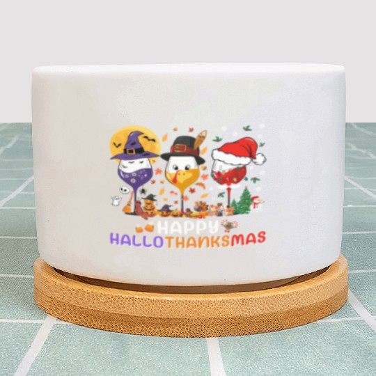 Hallothanksmas Halloween Thanksgiving Christmas Plant Pots