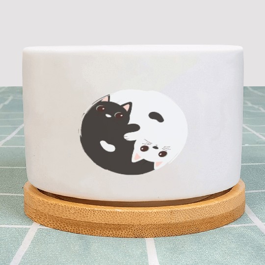 ying yang cat Plant Pots
