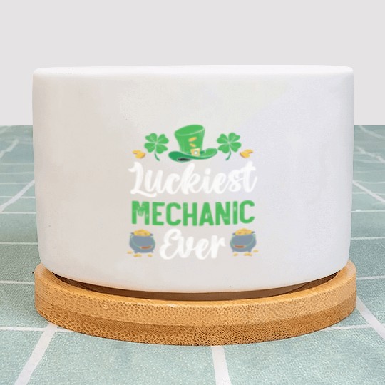 Luckiest Mechanic Ever St. Patrick's Day Plant Pots