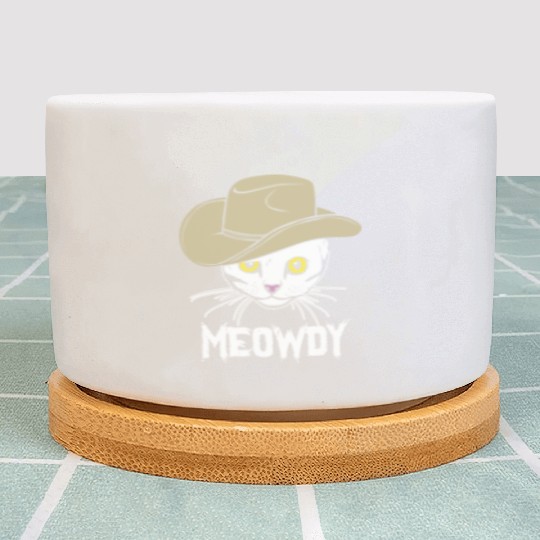 Meowdy Funny Cat Cowboy Hat Design Plant Pots