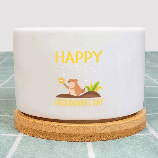 Happy Groundhog Day Plant Pots