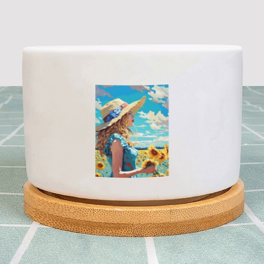 Sunflower girl summer Plant Pots