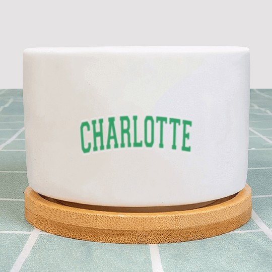 Charlotte Varsity Style Green Text Plant Pots