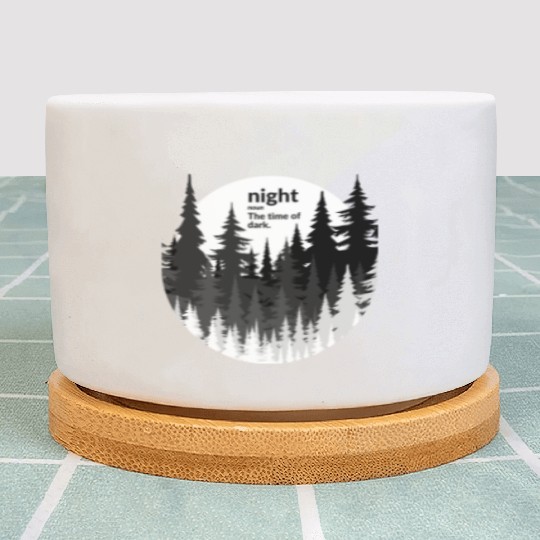 White and Black Night Forest Moon Plant Pots