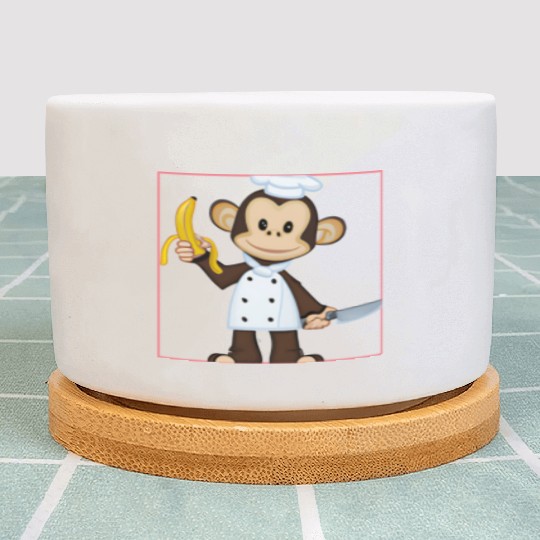 Banana monkey cooks Plant Pots