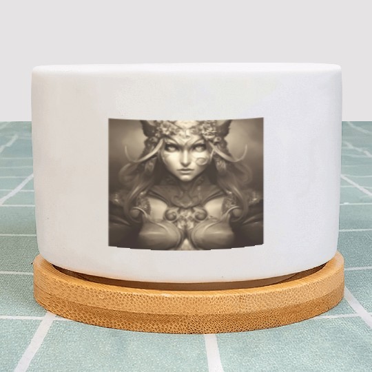 Warrior princess wearing gothic plate dark fantasy Plant Pots