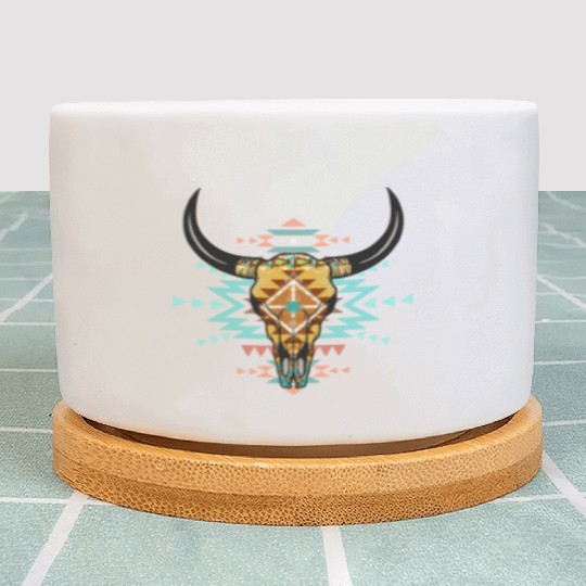 Western Aztec Bull Skull Plant Pots