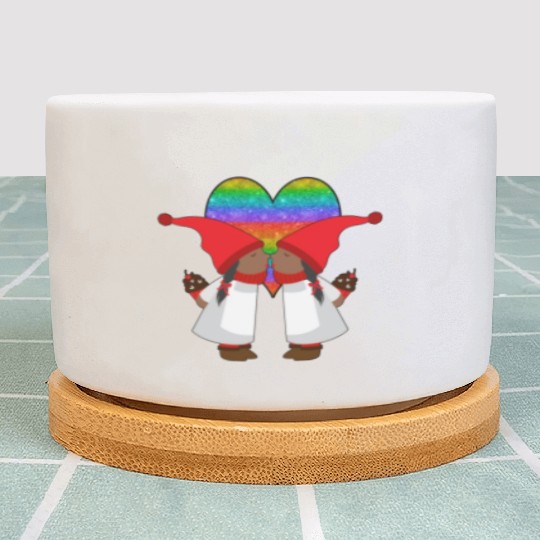 Black Lesbian Gnome Valentines Day Couples Gift Plant Pots