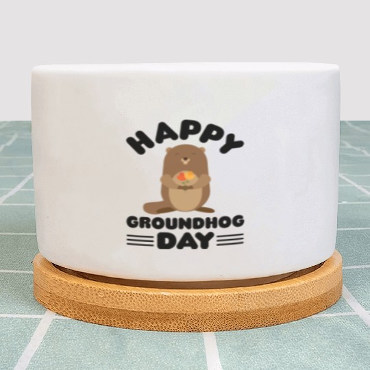 Groundhog Day cute print Plant Pots