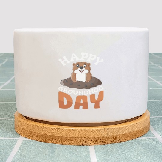 Happy Groundhog Day Plant Pots Groundhogs Lovers