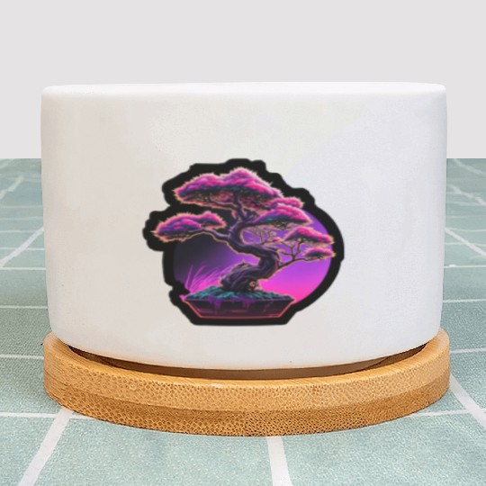 Synthwave Bonsai Tree Plant Pots