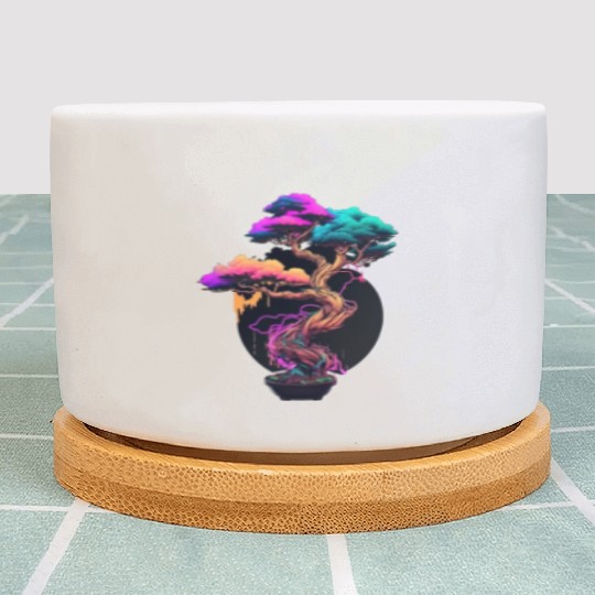 Synthwave Bonsai Tree Plant Pots