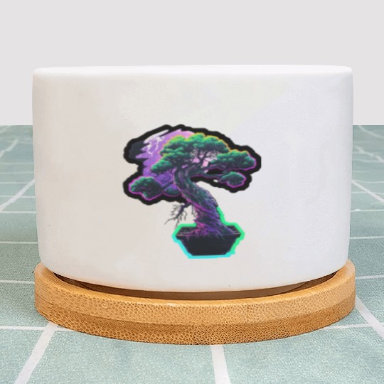 Synthwave Bonsai Tree Plant Pots