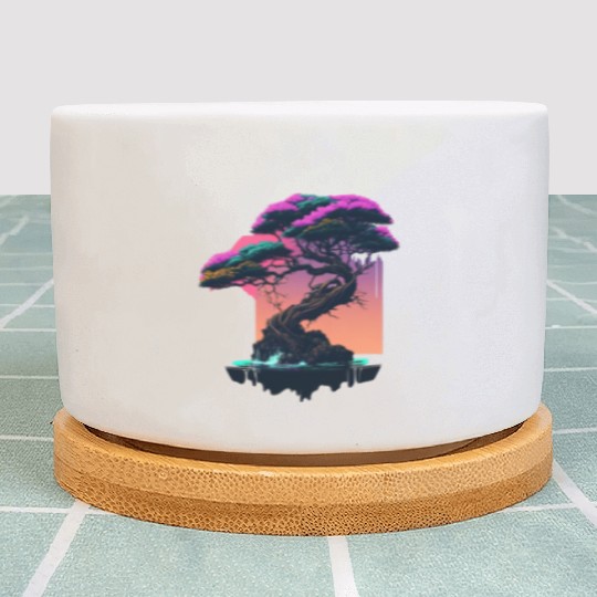 Synthwave Bonsai Tree Plant Pots