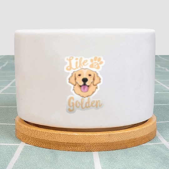 Golden Retriever Illustration Comic Graphics Plant Pots
