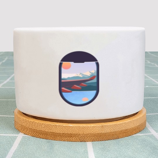 Wanderlust Travel Plane Window Landscape Nature Plant Pots
