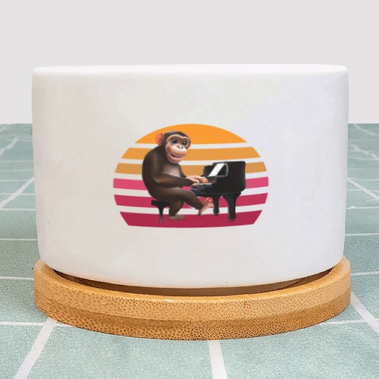 Monkey at the piano Plant Pots