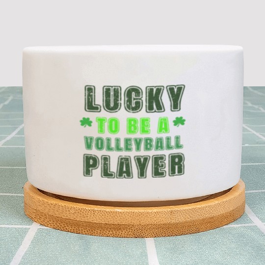 Lucky Volleyball Player, St Patrick's Day Gift Plant Pots
