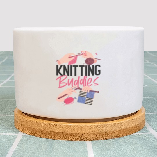 Knitting Knitter Friends Besties Plant Pots