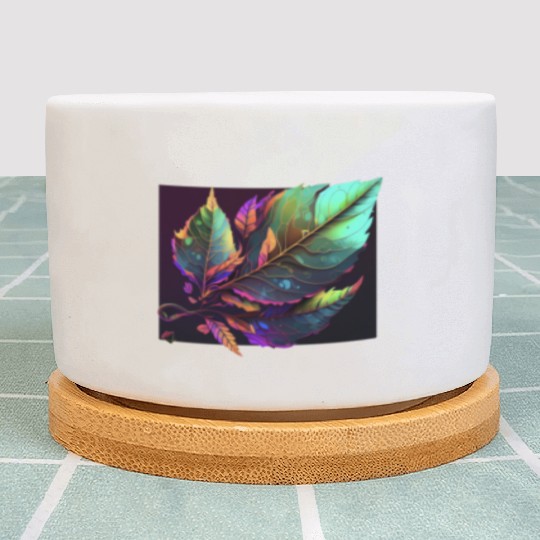 Vibrant Leaf Synthwave Plant Pots