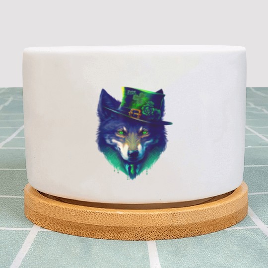 Wolf Irish Wolf Lover St Patricks Day Plant Pots
