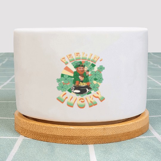 Feeling Lucky Groovie Leprachaun St. Patricks Day Plant Pots