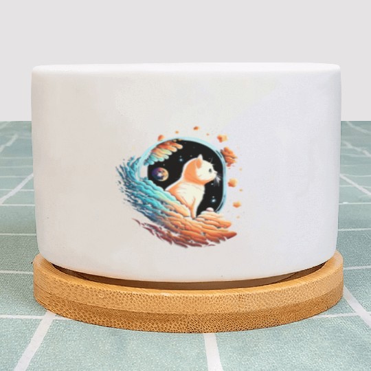 Astronaut Cat Space Cat on Galaxy Cat Lover Plant Pots