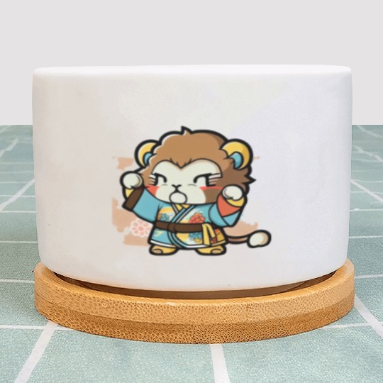 lion in kimono Plant Pots
