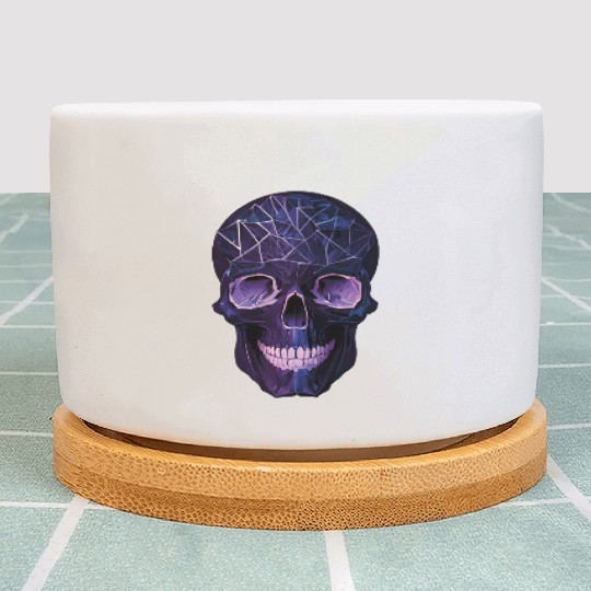 Purple Violet Geometric Design Skull Plant Pots