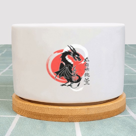 Black dragon, red moon Plant Pots