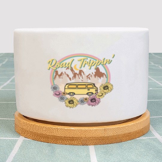 Retro Groovy Road Trip Plant Pots with Van Flowers