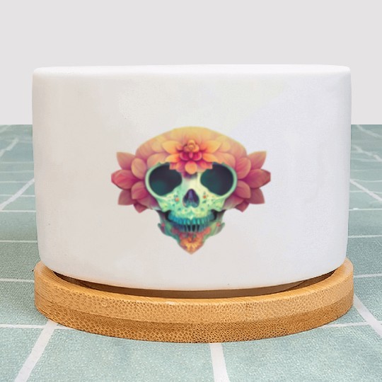 Floral Skull Candy Plant Pots