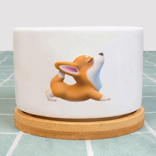 Corgi dog in yoga pose Plant Pots