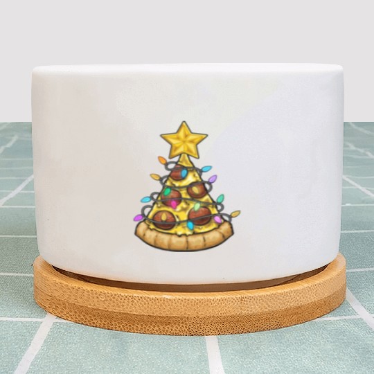 Christmas Pizza Christmas Light Plant Pots