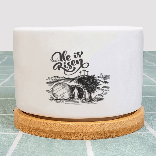 He Is Risen - Black Drawing HD Plant Pots