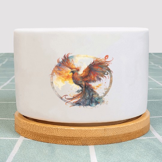 Fire Phoenix Watercolor Clipart Plant Pots