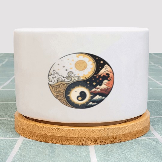 Sun and moon yin yang Plant Pots