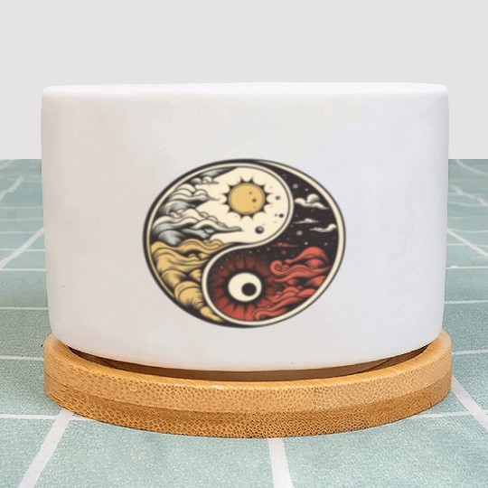 Sun and moon yin yang Plant Pots