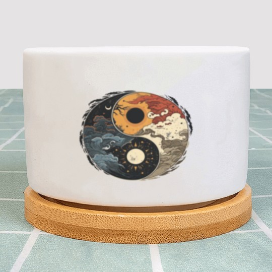 Sun and moon yin yang Plant Pots