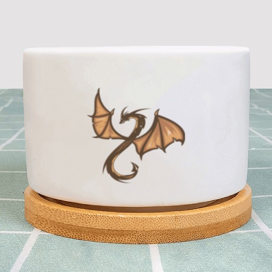 A brown and black dragon with a long tail Plant Pots