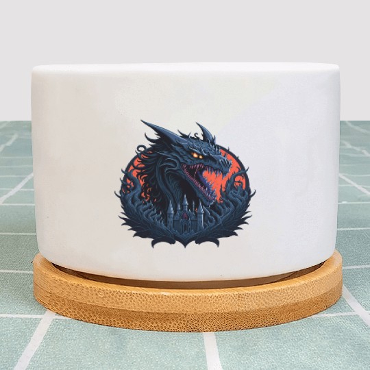 The dragon behind the castle Plant Pots