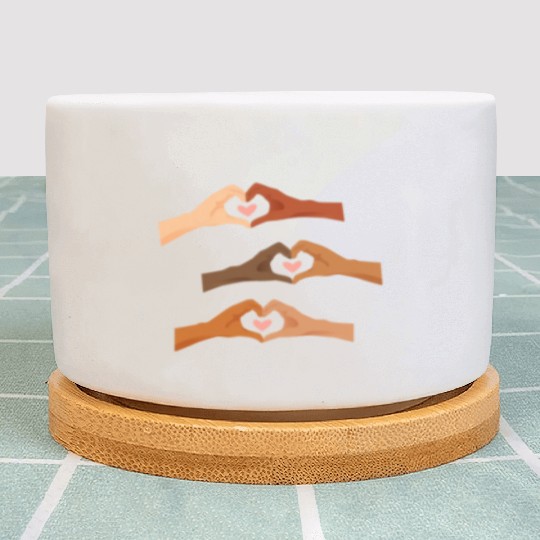 Watercolor Multi Hands Making Hearts Plant Pots