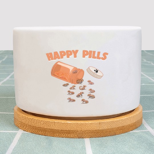 Happy Pills Crested Gecko Funny Lizard Lovers Plant Pots