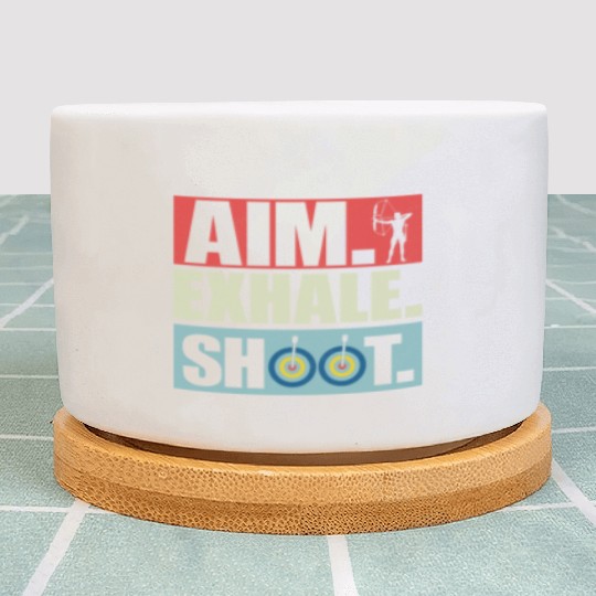 Aim Exhale Shoot. Archery Target Bow & Arrows Plant Pots