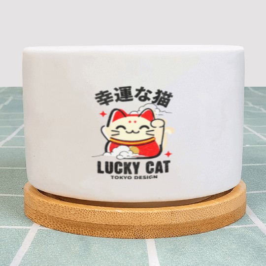 Lucky Cat Tokyo Desing Japanese Writing Plant Pots
