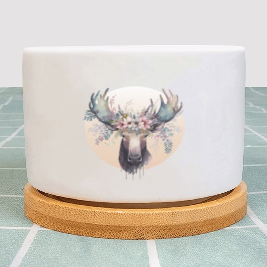 Cute Moose Flower Crown Animal Lovers Plant Pots