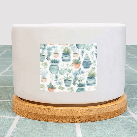 Watercolor Coastal Plants Plant Pots