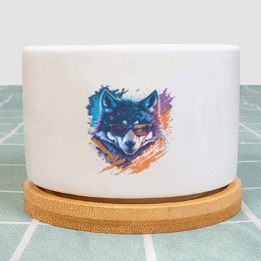 Wolf Wearing Sunglass Plant Pots