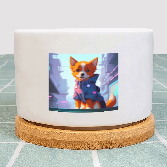 Cute Cyberpunk Dog Plant Pots
