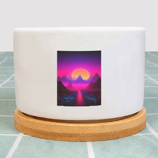 Luminous Peaks: Synthwave Serenity Plant Pots